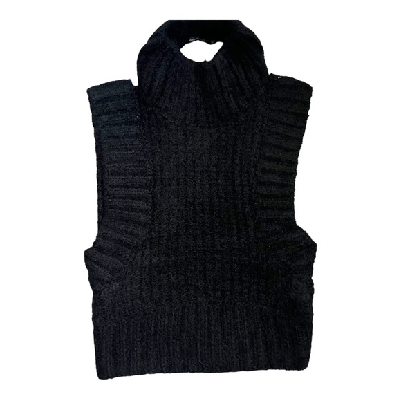 FOR LOVE & LEMONS DOMINIQUE CROP TANK CUTOUT BACK SWEATER Black XXS - NWT - Picture 3 of 6